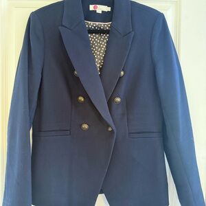 Boden Navy Double-Breasted Blazer with Gold Buttons